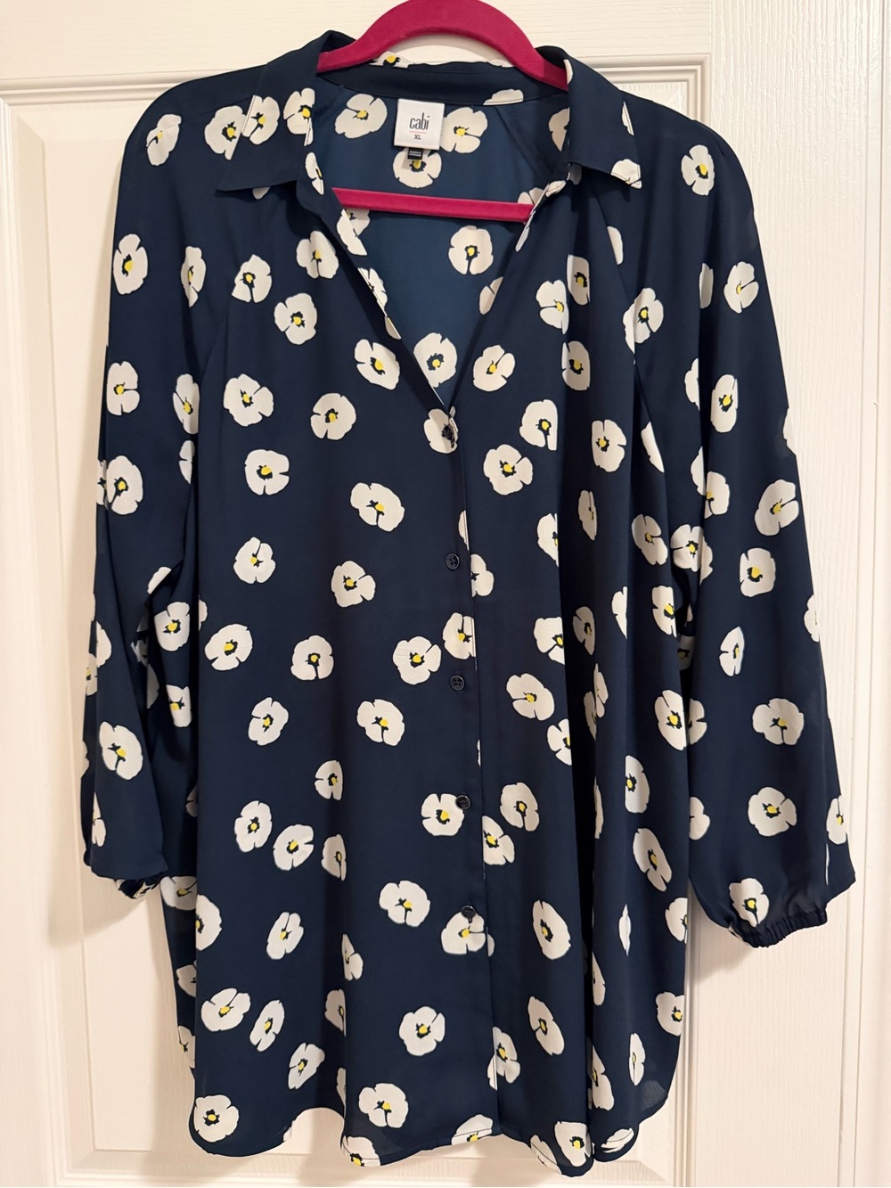 CAbi Daisy Blouse Style #3250 Navy Floral Button Down | Size XL